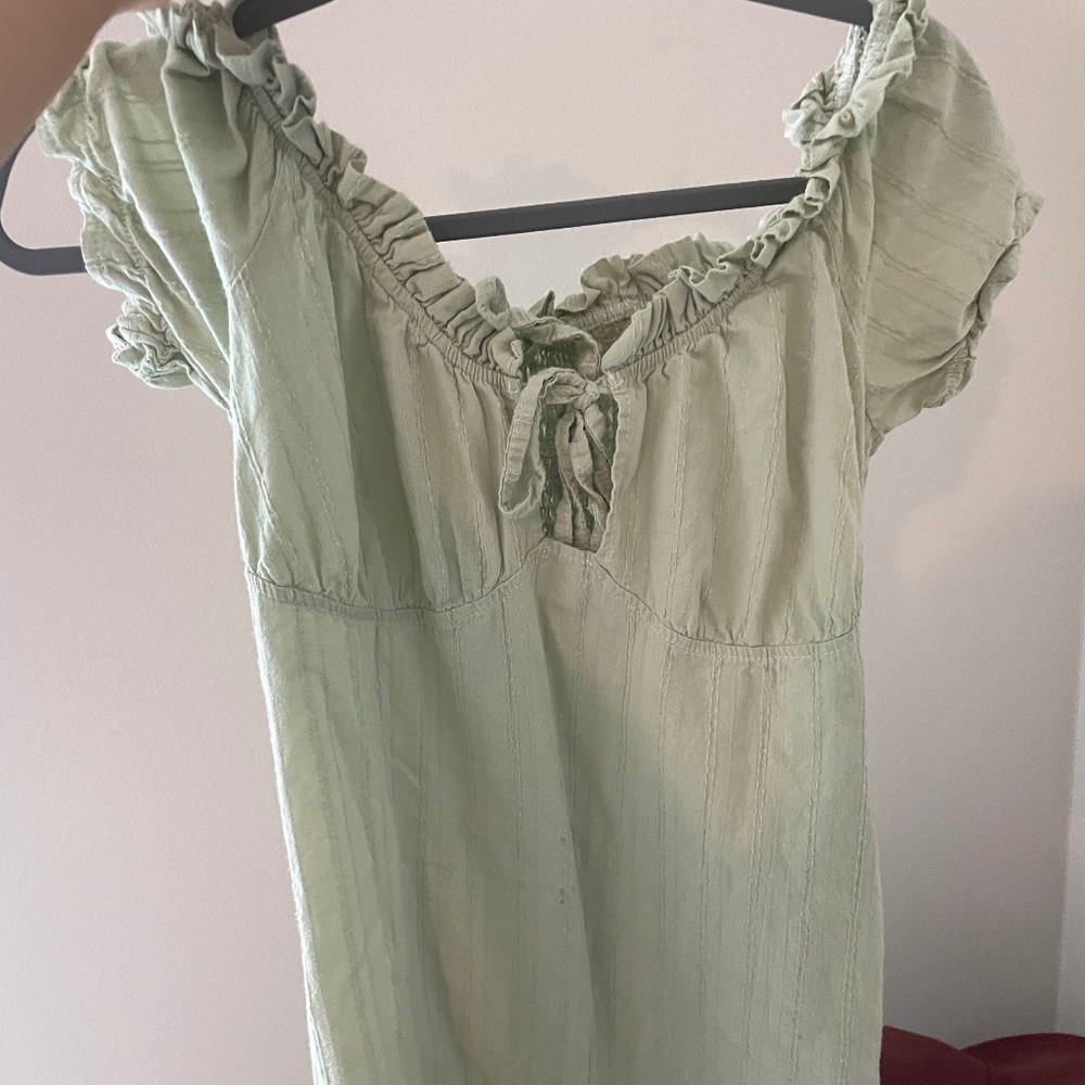 Off shoulder matcha mini dress